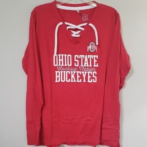 The Ohio State Buckeyes Shirt Womens 2XL Red Hockey Lace L/S Tee Pro Edge